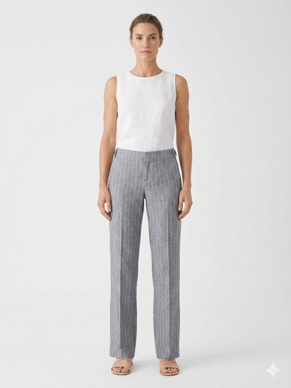 GAP 100% Cotton Gray Pinstripe Low Slung Fit Flare Trousers Pants Size4